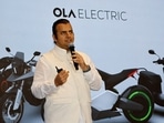 Bhavish Aggarwal, CEO of Ola Cabs, and founder of Ola Electric, speaks during a press conference ahead of the company's IPO launch in Mumbai.(Reuters)
