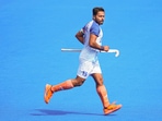 India captain Harmanpreet Singh during the men's hockey bronze medal match against Spain.(PTI) India captain Harmanpreet Singh during the men's hockey bronze medal match against Spain.(PTI)