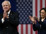 Tim Walz and Kamala Harris addressed the crowd at Temple University's Liacouras Center in Philadelphia, Pennsylvania, August 6, 2024, on the first day of their "Battleground State Tour". Tim Walz and Kamala Harris addressed the crowd at Temple University's Liacouras Center in Philadelphia, Pennsylvania, August 6, 2024, on the first day of their "Battleground State Tour".