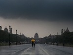 Rain visuals from Kartavyapath in the national capital on Friday. Rain visuals from Kartavyapath in the national capital on Friday.