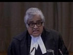 Harish Salve at the International Court of Justice.(ANI photo) Harish Salve at the International Court of Justice.(ANI photo)