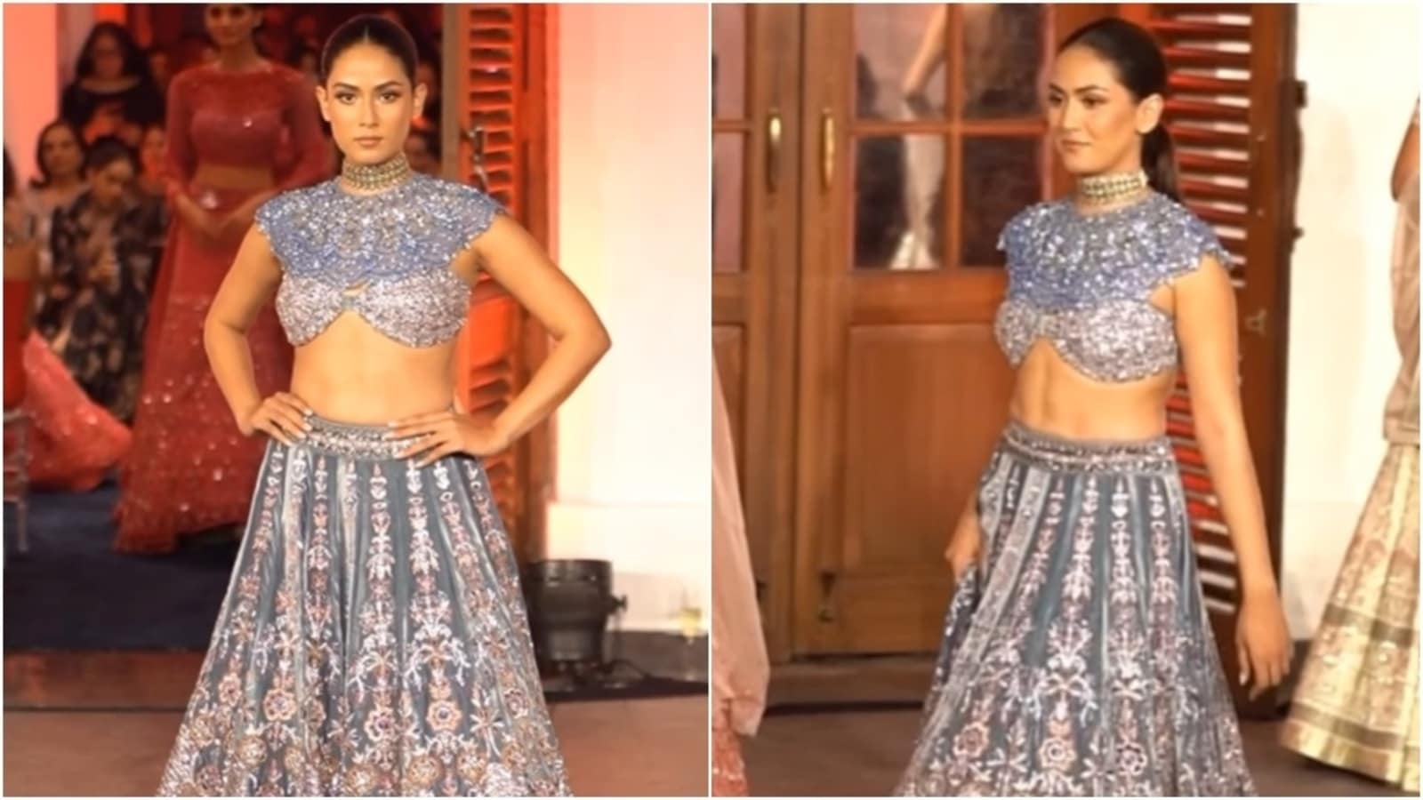 Mira Rajput and her abs steal the show as she turns showstopper for JADE by Monica and Karishma in dazzling lehenga