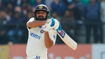 India's skipper Rohit Sharma plays a shot on Day 1 of the 5th Test match against England, at Himachal Pradesh Cricket Association Stadium (BCCI-X) India's skipper Rohit Sharma plays a shot on Day 1 of the 5th Test match against England, at Himachal Pradesh Cricket Association Stadium (BCCI-X)