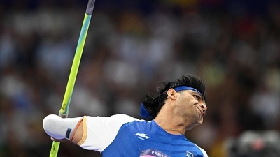 India's Neeraj Chopra competes in the men's javelin throw final of the athletics event at the Paris 2024 Olympic Games. (AFP) India's Neeraj Chopra competes in the men's javelin throw final of the athletics event at the Paris 2024 Olympic Games. (AFP)