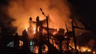 An auditorium built during the rule of Chhatrapati Shahu Maharaj in Kolhapur city in 1915 was gutted in a major fire on Thursday night. (HT) An auditorium built during the rule of Chhatrapati Shahu Maharaj in Kolhapur city in 1915 was gutted in a major fire on Thursday night. (HT)