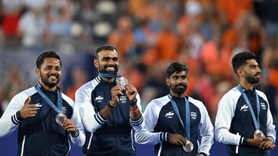 India's players pose on the podium with their bronze medals after the men's final field hockey match between Germany and the Netherlands during the Paris 2024 Olympic Games at the Yves-du-Manoir Stadium (AFP) India's players pose on the podium with their bronze medals after the men's final field hockey match between Germany and the Netherlands during the Paris 2024 Olympic Games at the Yves-du-Manoir Stadium (AFP)
