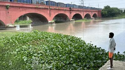 In Ghaziabad, the Hindon passes under a red-brick edifice, which is among the most beautiful railway bridges in the megapolis. A board by the rail tracks displays the bridge’s length (488 meter), but is silent on the year of its built. (HT Photo)