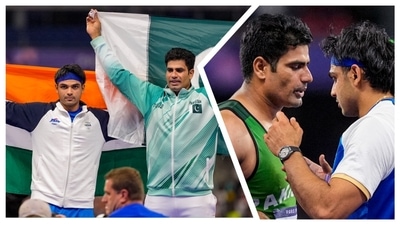 Pakistan's Arshad Nadeem won the gold in the Olympic javelin final while defending champion Neeraj Chopra bagged silver. (PTI) Pakistan's Arshad Nadeem won the gold in the Olympic javelin final while defending champion Neeraj Chopra bagged silver. (PTI)