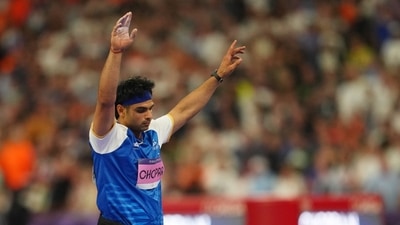 Silver medallist Neeraj Chopra of India reacts, (REUTERS)