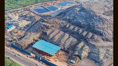 The Bandhwari landfill, which spans 30.5 acres, has been a major concern for the city, with 9.72 lakh metric tonnes of legacy waste as of August 9. (HT PHOTO) The Bandhwari landfill, which spans 30.5 acres, has been a major concern for the city, with 9.72 lakh metric tonnes of legacy waste as of August 9. (HT PHOTO)