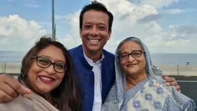 Sheikh Hasina with her son Sajeeb Wazed Joy and daughter Saima Wazed. Sheikh Hasina with her son Sajeeb Wazed Joy and daughter Saima Wazed.