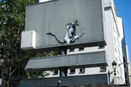 Banksy's masked rat with a knife Banksy's masked rat with a knife