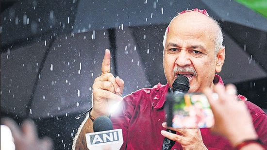 Manish Sisodia, the former deputy chief minister of Delhi, meets his supporters after getting released from Tihar jail in New Delhi on Friday. (Sanchit Khanna/HT Photo)