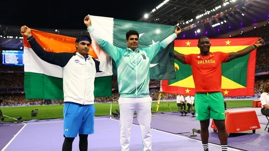 Paris Olympics 2024: The men's javelin throw final took place on Thursday, and Arshad Nadeem scripted history as he registered an Olympic record of 92.97m to clinch gold. Meanwhile, India's Neeraj Chopra got silver and Grenada's Anderson Peters got bronze.(REUTERS)