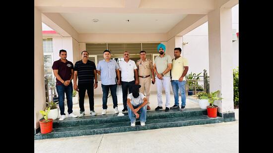 One accused in custody of police in Karnal. (HT Photo)