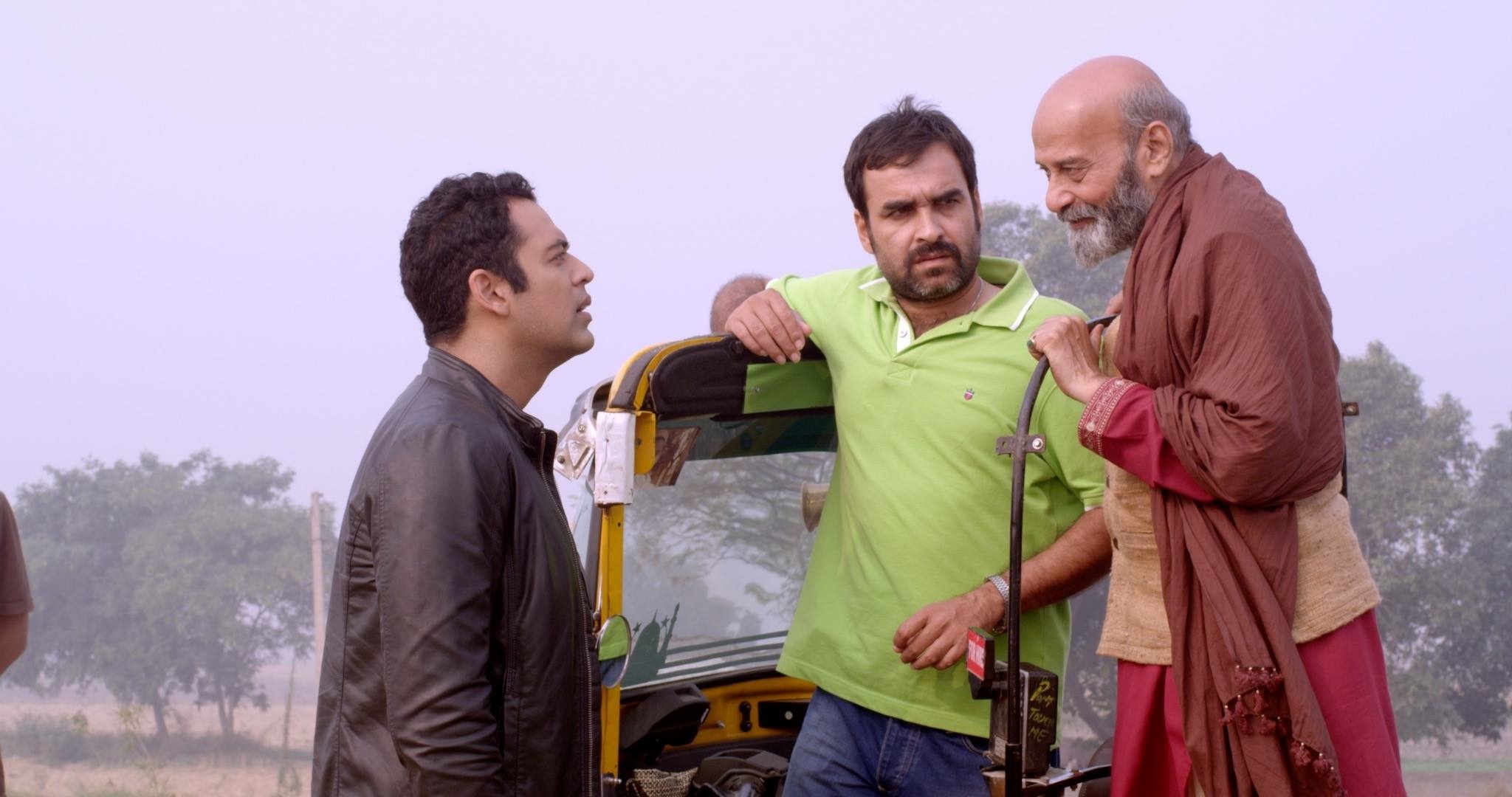 A still from Mango Dreams (2016), starring Ram Gopal Bajaj (right) as Doctorsaab, Pankaj Tripathi as an autorickshaw driver (centre), and featuring Samir Kochhar as the doctor’s son. A still from Mango Dreams (2016), starring Ram Gopal Bajaj (right) as Doctorsaab, Pankaj Tripathi as an autorickshaw driver (centre), and featuring Samir Kochhar as the doctor’s son.
