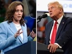 This combination of photos taken at campaign rallies in Atlanta shows Vice President Kamala Harris on July 30, 2024, left, and Republican presidential candidate former President Donald Trump. (AP Photo)
