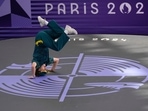 Australia's Rachael Gunn, known as B-Girl Raygun, competes during the Round Robin Battle at the breaking competition at La Concorde Urban Park at the 2024 Summer Olympics, Friday, Aug. 9, 2024, in Paris, France. (AP Photo/Abbie Parr)
