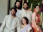 Sobhita Dhulipala and Naga Chaitanya pose with their families.