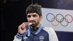Bronze medallist Aman Sehrawat at the podium during the medal ceremony for the men's 57kg freestyle wrestling at the Paris Olympics. (PTI) Bronze medallist Aman Sehrawat at the podium during the medal ceremony for the men's 57kg freestyle wrestling at the Paris Olympics. (PTI)