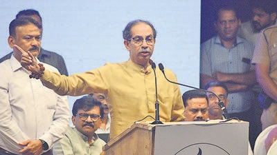 (UBT) chief Uddhav Thackeray addressing a meeting in Thane on Saturday. (Praful Gangurde /HT Photo) (UBT) chief Uddhav Thackeray addressing a meeting in Thane on Saturday. (Praful Gangurde /HT Photo)