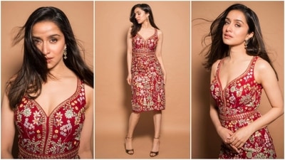 Shraddha Kapoor is back with another eye-catching red look for the Stree 2 promotions. This time, she opted for an elegant midi dress in a striking red hue, featuring hand-painted floral designs. With a series of standout red outfits, she's clearly cementing her status as the queen of method dressing trend. Let’s break down her latest ensemble and pick up some style tips from this fashion icon. (Instagram/@shraddhakapoor) Shraddha Kapoor is back with another eye-catching red look for the Stree 2 promotions. This time, she opted for an elegant midi dress in a striking red hue, featuring hand-painted floral designs. With a series of standout red outfits, she's clearly cementing her status as the queen of method dressing trend. Let’s break down her latest ensemble and pick up some style tips from this fashion icon. (Instagram/@shraddhakapoor)