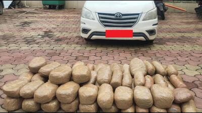 75 kg of Ganja was recovered from travel bags, trolley bags and gunny bags kept inside it.