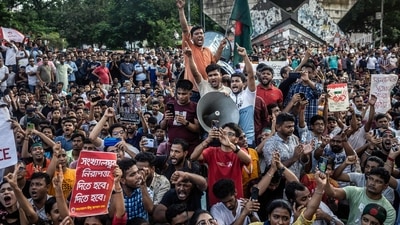 After a student-led uprising led to the resignation of former Prime Minister Sheikh Hasina, several businesses and homes owned by Hindus faced targeted attacks. One of the reasons for escalating violence is the perception that Hindu groups were loyalists of Sheikh Hasina and the Awami League.(Photo by LUIS TATO / AFP) (AFP) After a student-led uprising led to the resignation of former Prime Minister Sheikh Hasina, several businesses and homes owned by Hindus faced targeted attacks. One of the reasons for escalating violence is the perception that Hindu groups were loyalists of Sheikh Hasina and the Awami League.(Photo by LUIS TATO / AFP) (AFP)