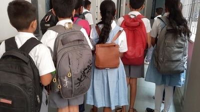 Thane, India - April 21, 2022: Children wait for the completion of RTE Admission 2022-23 procedures as the Maharashtra School Education and Sports Department have started accepting applications for admissions of students in private schools under the Right To Education or RTE Act for the upcoming academic session, in Thane, Mumbai, India, on Thursday, April 21, 2022. (Praful Gangurde/HT Photo) (HT PHOTO) Thane, India - April 21, 2022: Children wait for the completion of RTE Admission 2022-23 procedures as the Maharashtra School Education and Sports Department have started accepting applications for admissions of students in private schools under the Right To Education or RTE Act for the upcoming academic session, in Thane, Mumbai, India, on Thursday, April 21, 2022. (Praful Gangurde/HT Photo) (HT PHOTO)