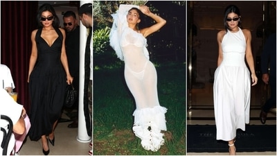 Kylie wore these chic black and white dresses during a photoshoot and outings in the city. While the maxi dresses are perfect for dinner dates, the sheer gown is meant for a beach outings. (Instagram) Kylie wore these chic black and white dresses during a photoshoot and outings in the city. While the maxi dresses are perfect for dinner dates, the sheer gown is meant for a beach outings. (Instagram)