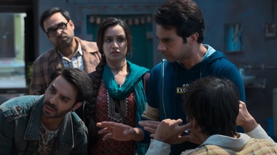 Aparshakti Khurana, Pankaj Tripathi, Shraddha Kapoor, and Rajkummar Rao in a still from Stree 2. Aparshakti Khurana, Pankaj Tripathi, Shraddha Kapoor, and Rajkummar Rao in a still from Stree 2.