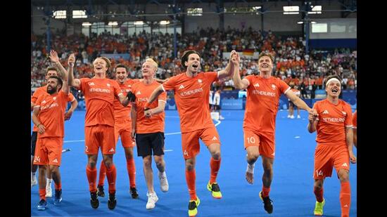 Netherlands men’s team after winning gold. (AFP)