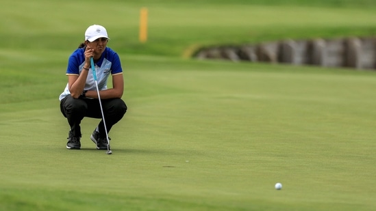 India's Aditi Ashok looks on during round 3.(AFP)