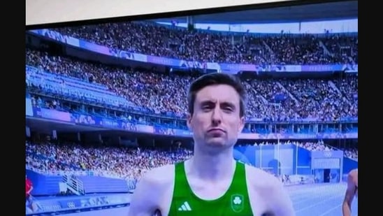 The image shows the Irish runner at the 2024 Paris Olympics event. His name has sparked a meme fest on X. (Screengrab)