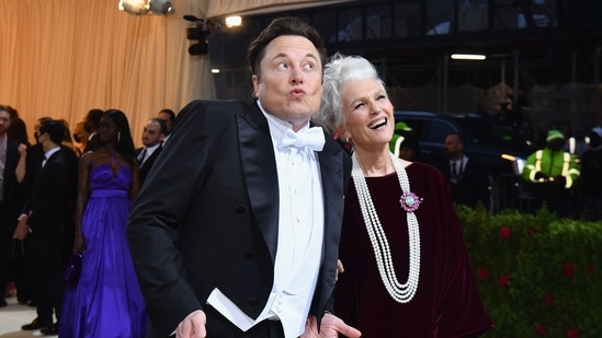 Elon Musk and his mother Maye Musk arrive for the 2022 Met Gala at the Metropolitan Museum of Art in New York.&nbsp;(AFP)