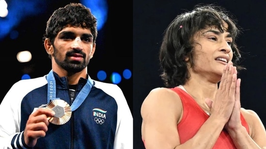 Both Aman Sehrawat and Vinesh Phogat went through intense weight-cut sessions prior to their respective day-2 weigh-ins at the Olympics(Photos: X)