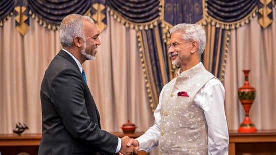 External Affairs Minister S Jaishankar calls on Maldives President Dr Mohamed Muizzu.(@DrSJaishankar)