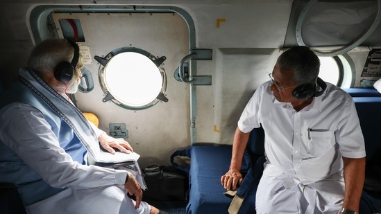 Before physically visiting the disaster site, the Prime Minister conducted an aerial survey of the landslide-affected regions in Wayanad to assess the relief and rehabilitation efforts.(GoI)