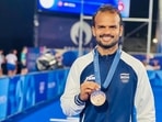 Indian Hockey player Lalit Upadhyay with his medal Indian Hockey player Lalit Upadhyay with his medal
