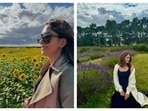 Mrunal Thakur enjoyed and relaxed by the fields of flowers in Scotland. (Instagram/@mrunalthakur)