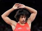 India's Vinesh Phogat during the women's freestyle 50kg quarterfinal wrestling match at the 2024 Summer Olympics, at Champ-de-Mars Arena, in Paris, France, Tuesday, Aug. 6, 2024, India's Vinesh Phogat during the women's freestyle 50kg quarterfinal wrestling match at the 2024 Summer Olympics, at Champ-de-Mars Arena, in Paris, France, Tuesday, Aug. 6, 2024,
