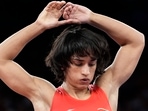 India's Vinesh Phogat during the women's freestyle 50kg quarterfinal wrestling match at the 2024 Summer Olympics, at Champ-de-Mars Arena, in Paris, France, Tuesday, Aug. 6, 2024, (PTI) India's Vinesh Phogat during the women's freestyle 50kg quarterfinal wrestling match at the 2024 Summer Olympics, at Champ-de-Mars Arena, in Paris, France, Tuesday, Aug. 6, 2024, (PTI)