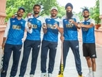 Indian men's hockey team players pose exclusively for HT City, in Delhi.
(L-R) Midfielder Manpreet Singh, forward Gurjant Singh, captain Harmanpreet Singh, defender Jarmanpreet Singh and forward player Sukhjeet Singh. (Photo: Raajessh Kashyap/HT) Indian men's hockey team players pose exclusively for HT City, in Delhi.
(L-R) Midfielder Manpreet Singh, forward Gurjant Singh, captain Harmanpreet Singh, defender Jarmanpreet Singh and forward player Sukhjeet Singh. (Photo: Raajessh Kashyap/HT)