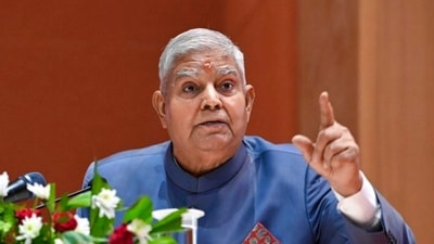 Vice President Jagdeep Dhankhar addresses the Platinum Jubilee Celebrations of the Rajasthan High Court, in Jodhpur. (PTI Photo) Vice President Jagdeep Dhankhar addresses the Platinum Jubilee Celebrations of the Rajasthan High Court, in Jodhpur. (PTI Photo)