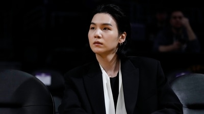 Suga has been doing his mandatory military service since September 2023. (AP) Suga has been doing his mandatory military service since September 2023. (AP)