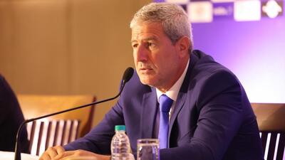Manolo Marquez at a press conference in New Delhi on Sunday. (AIFF) Manolo Marquez at a press conference in New Delhi on Sunday. (AIFF)