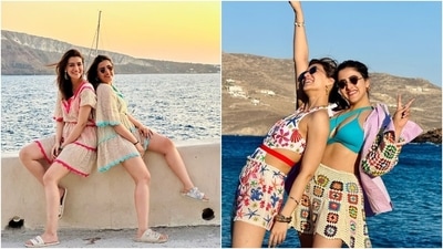 Earlier, Kriti travelled to Greece with her sister Nupur Sanon and rumoured beau Kabir Bahia. She celebrated her 33rd birthday in the country. (Instagram) Earlier, Kriti travelled to Greece with her sister Nupur Sanon and rumoured beau Kabir Bahia. She celebrated her 33rd birthday in the country. (Instagram)