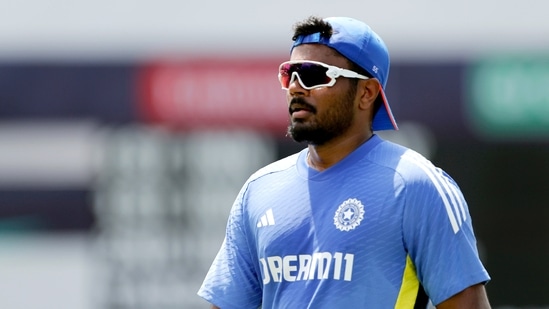 India's Sanju Samson during a practice session 