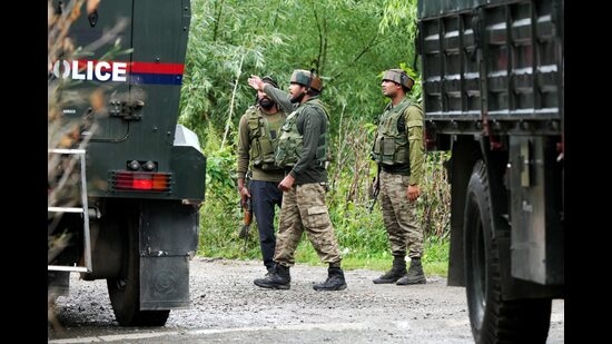 Security forces intensified the search operation in the upper forest area of the Anantnag district bordering Doda to flush out a group of 3-4 terrorists. (PTI)