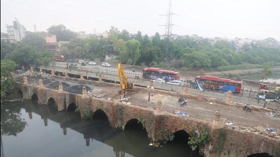 The 200-metre bridge was handed over to the ASI on Sunday, after an anti-encroachment drive over the past week. (HT) The 200-metre bridge was handed over to the ASI on Sunday, after an anti-encroachment drive over the past week. (HT)